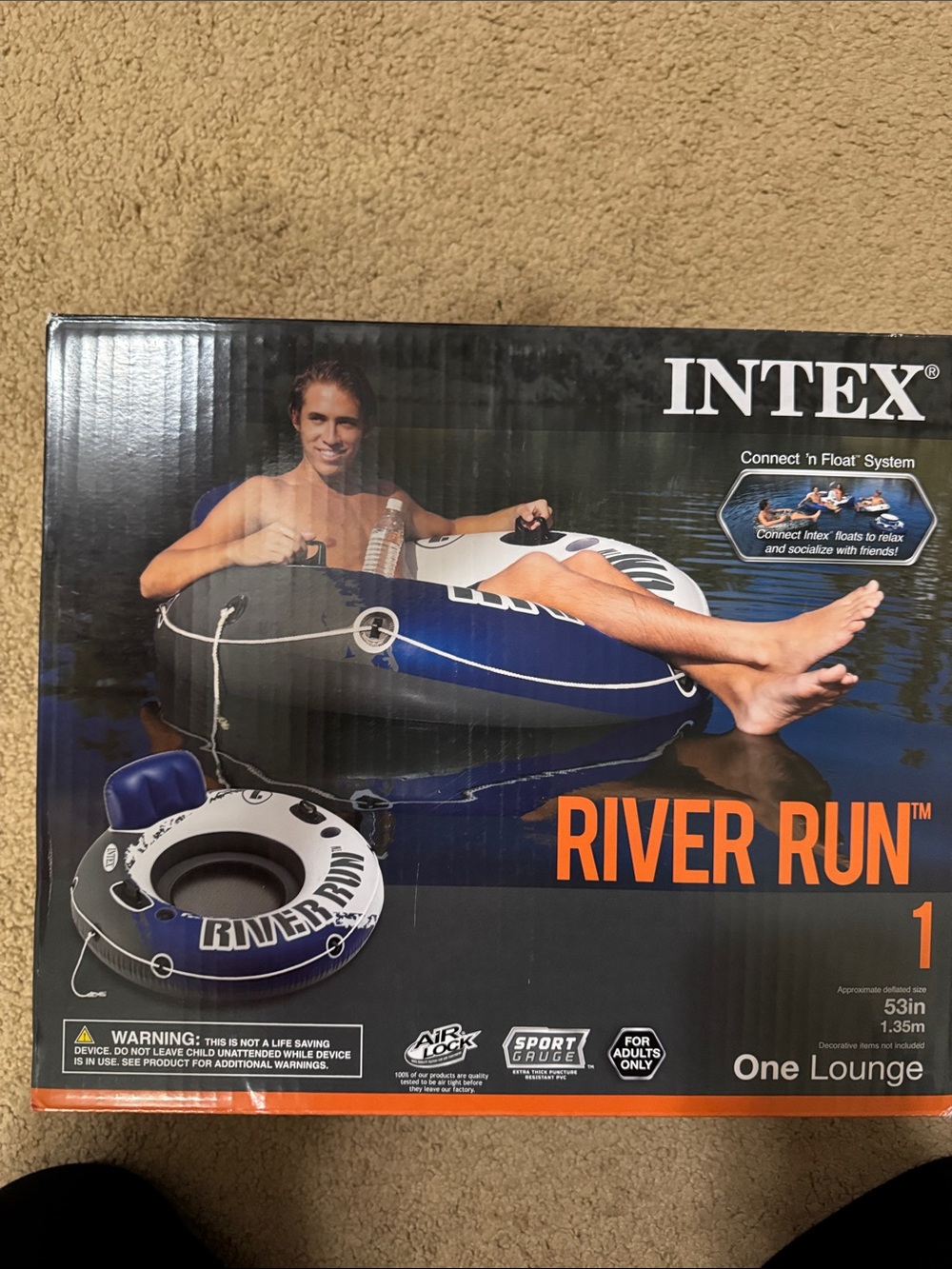 River Run Men's Blue Inflatable Pool Tube